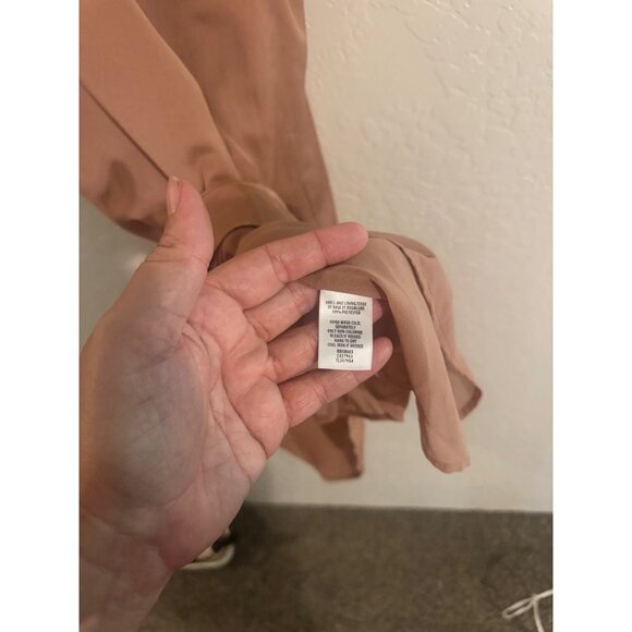 NWT Leith Champagne Bronze T strap V neck Silky Mini Cocktail Dress - Picture 10 of 11